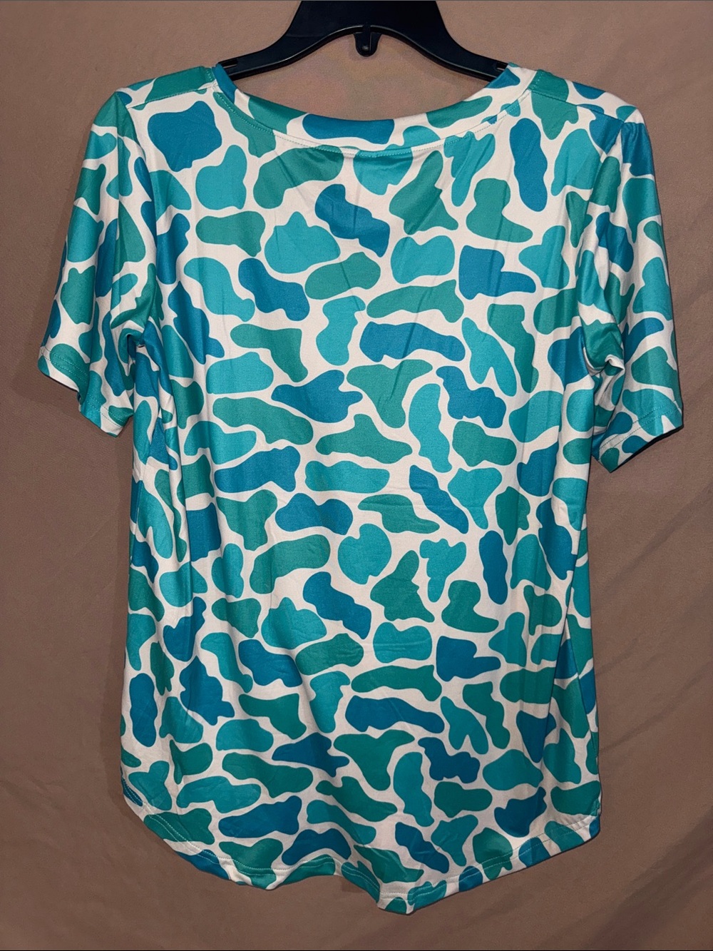 NWT Sterling Kreek River Stone Teal & White Short Sleeve VNeck Top Women’s Small - Picture 5 of 5